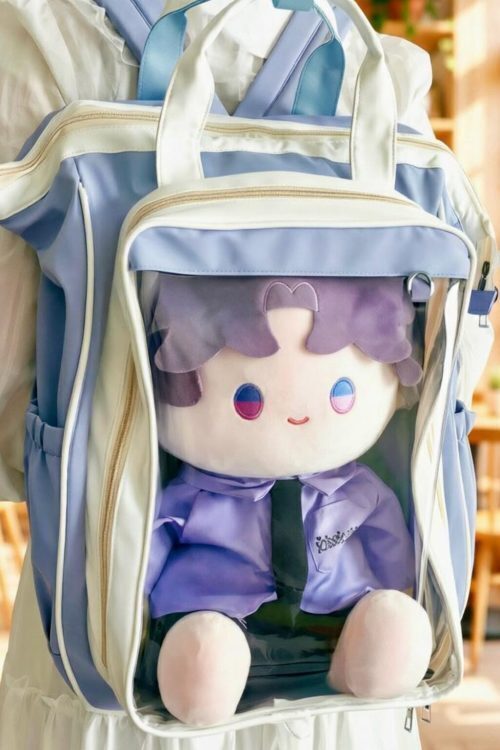 Large Kawaii Ita Backpack with Clear Window for Plushies and Pins