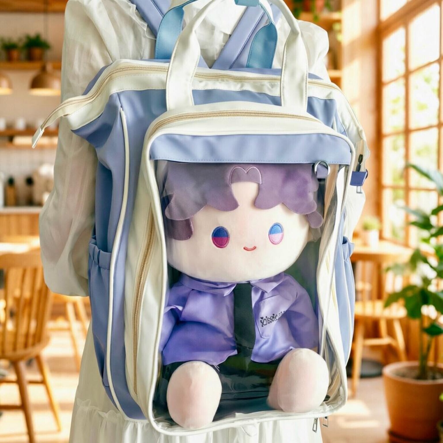 Large Kawaii Ita Backpack with Clear Window for Plushies and Pins Large Kawaii Ita Backpack with Clear Window for Plushies and Pins