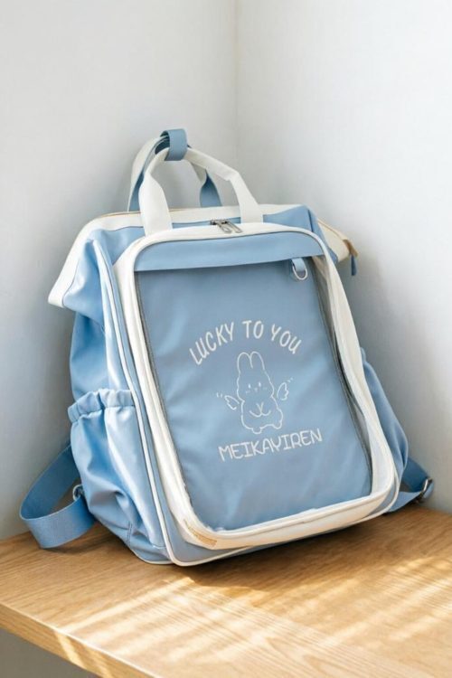 Large Kawaii Ita Backpack with Clear Window for Plushies and Pins