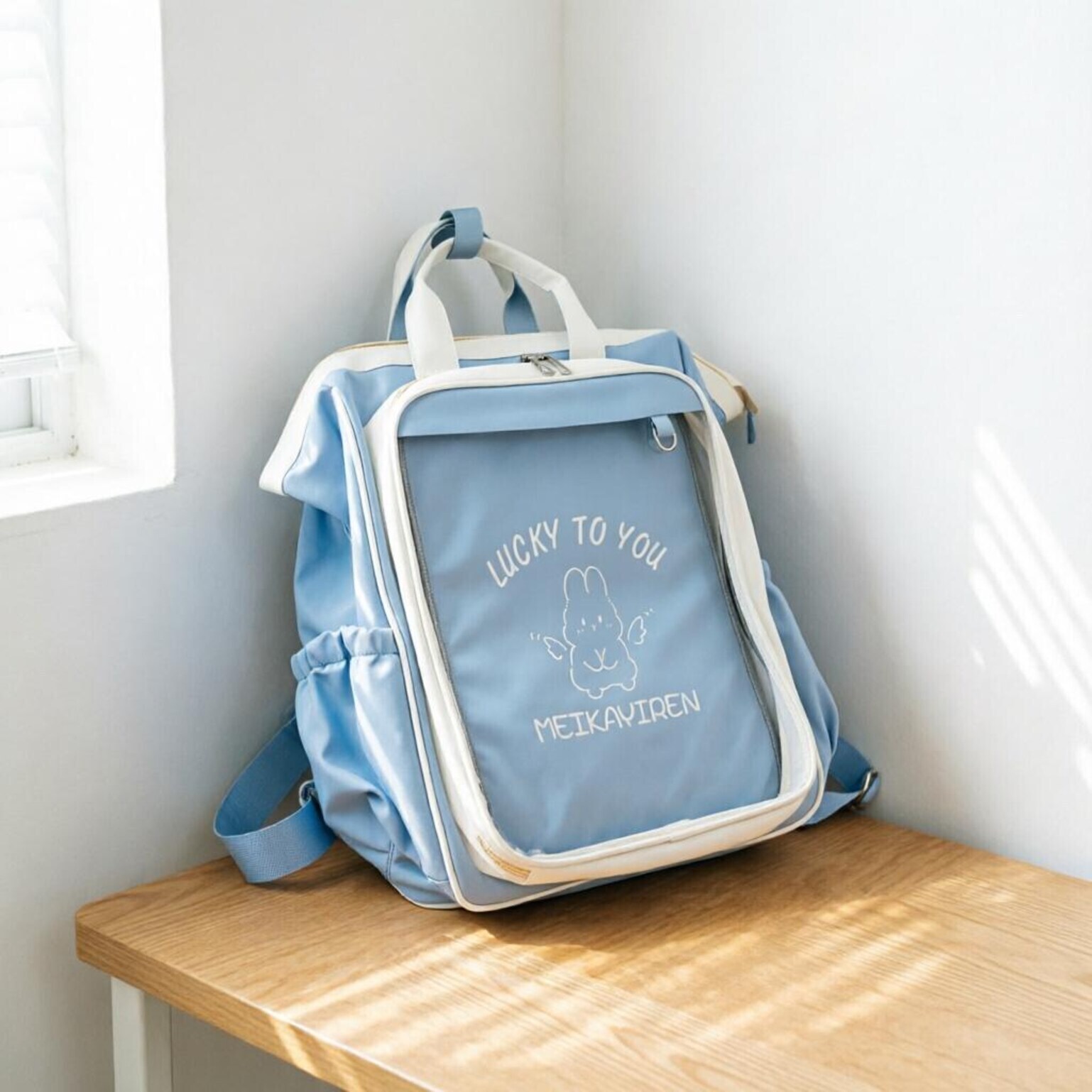 Large Kawaii Ita Backpack with Clear Window for Plushies and Pins Large Kawaii Ita Backpack with Clear Window for Plushies and Pins