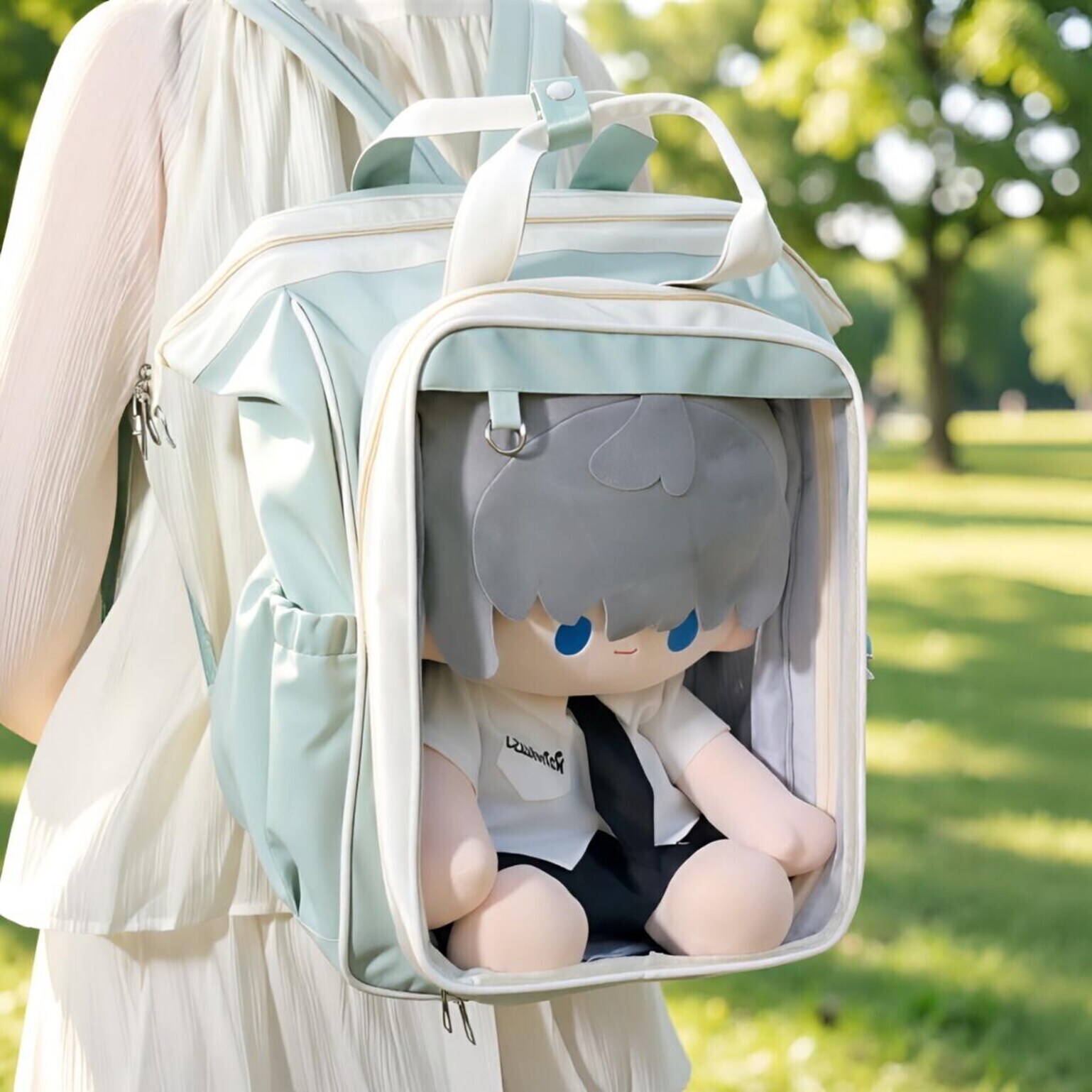 Large Kawaii Ita Backpack with Clear Window for Plushies and Pins Large Kawaii Ita Backpack with Clear Window for Plushies and Pins