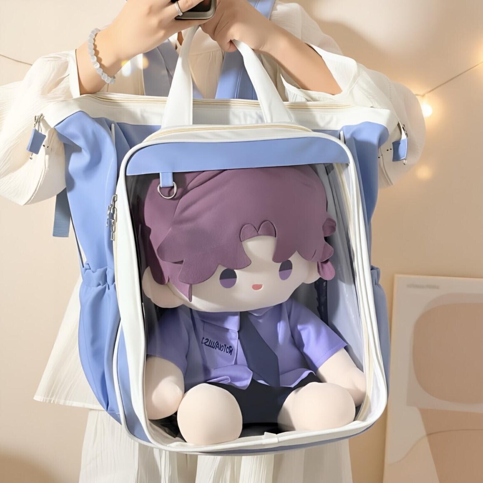 Large Kawaii Ita Backpack with Clear Window for Plushies and Pins Large Kawaii Ita Backpack with Clear Window for Plushies and Pins