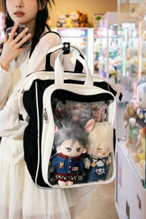 Large Kawaii Ita Backpack with Clear Window for Plushies and Pins
