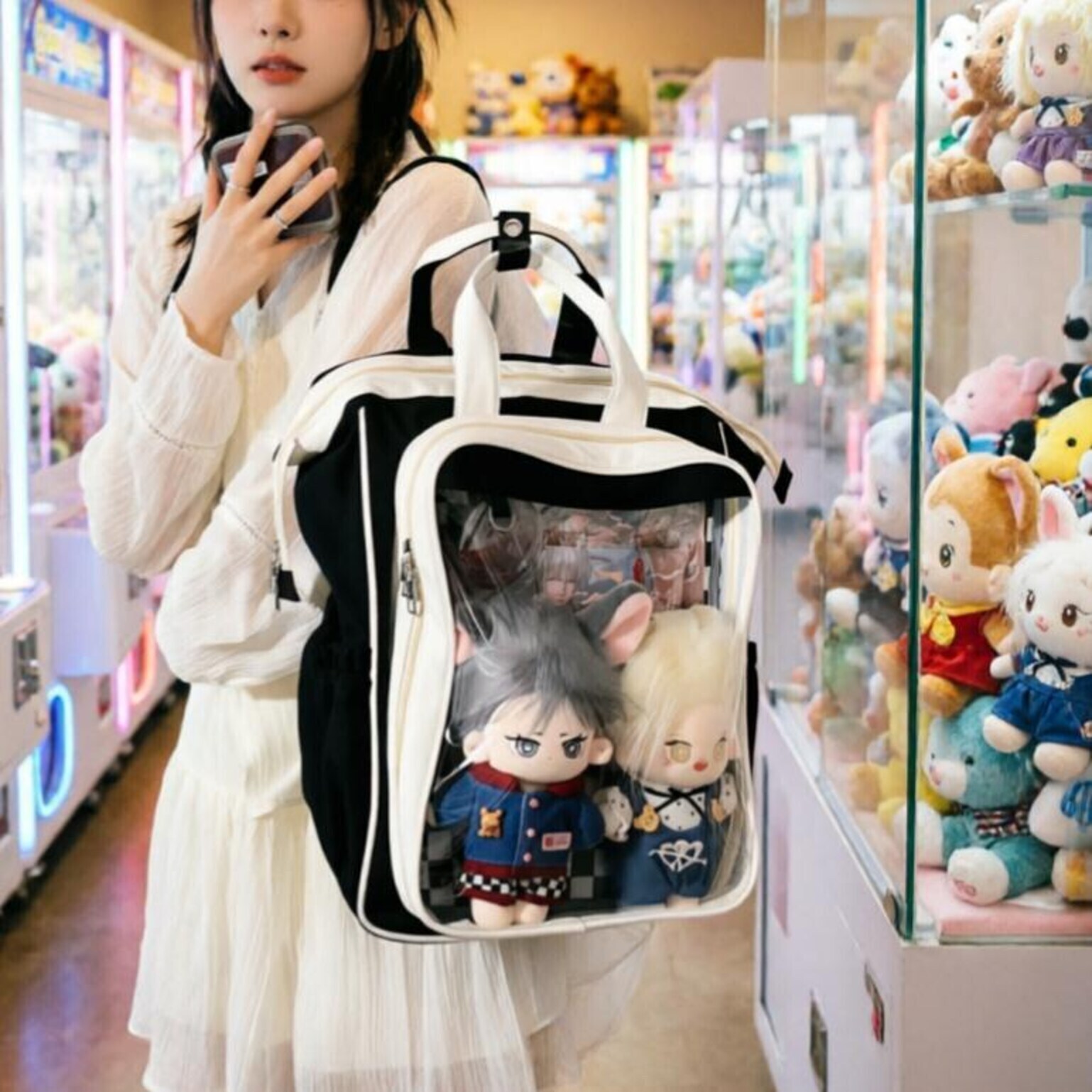 Large Kawaii Ita Backpack with Clear Window for Plushies and Pins Large Kawaii Ita Backpack with Clear Window for Plushies and Pins