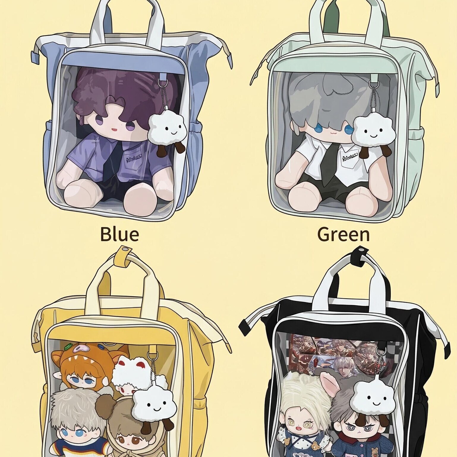 Large Kawaii Ita Backpack with Clear Window for Plushies and Pins Large Kawaii Ita Backpack with Clear Window for Plushies and Pins