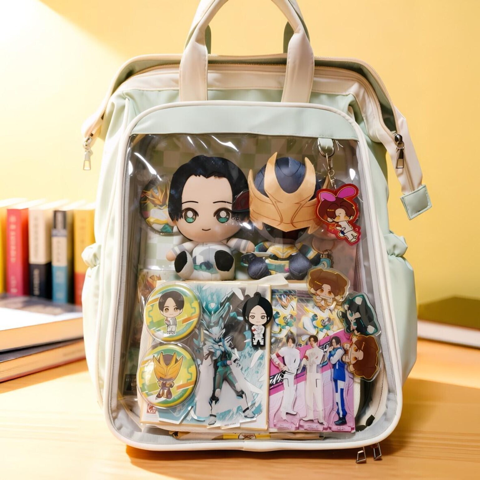 Large Kawaii Ita Backpack with Clear Window for Plushies and Pins Large Kawaii Ita Backpack with Clear Window for Plushies and Pins