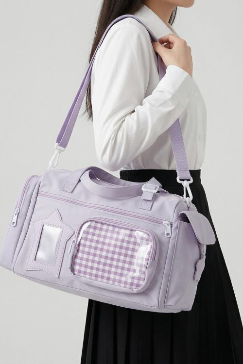 Large Kawaii Y2K Ita Backpack with Clear Window for Pin Display