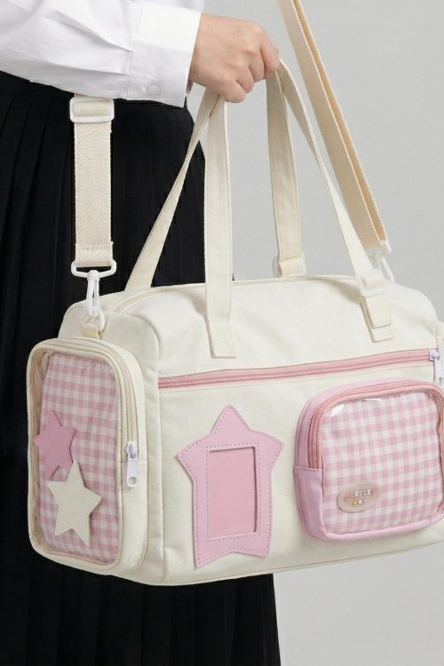 Large Kawaii Y2K Ita Backpack with Clear Window for Pin Display