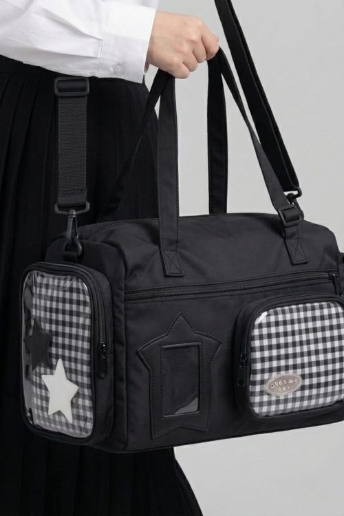 Large Kawaii Y2K Ita Backpack with Clear Window for Pin Display