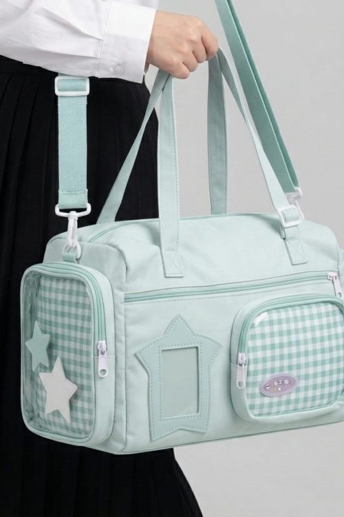 Large Kawaii Y2K Ita Backpack with Clear Window for Pin Display