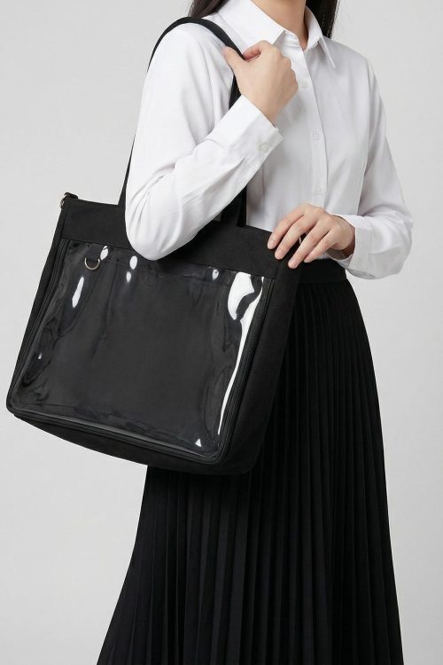 Large Kawaii Y2K Ita Tote Bag with Clear Window for Pin Display