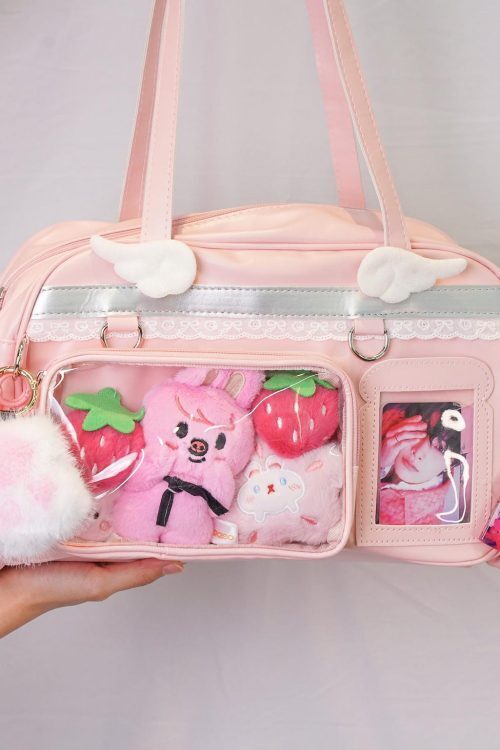 Large Pastel Convertible Ita Bag with Clear Window for Plushies and Pins