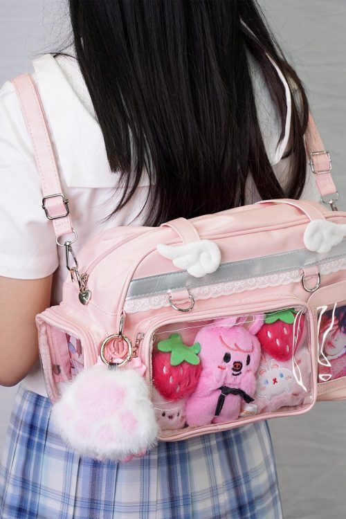 Large Pastel Convertible Ita Bag with Clear Window for Plushies and Pins