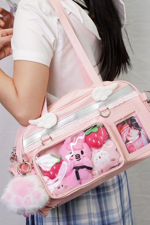 Large Pastel Convertible Ita Bag with Clear Window for Plushies and Pins