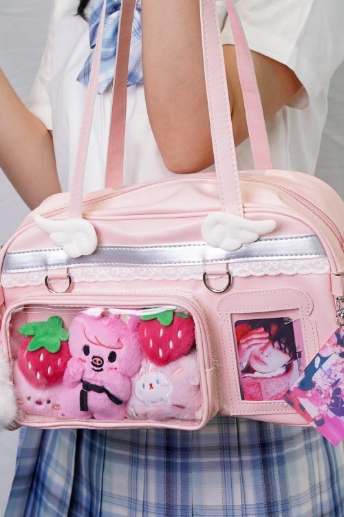 Large Pastel Convertible Ita Bag with Clear Window for Plushies and Pins