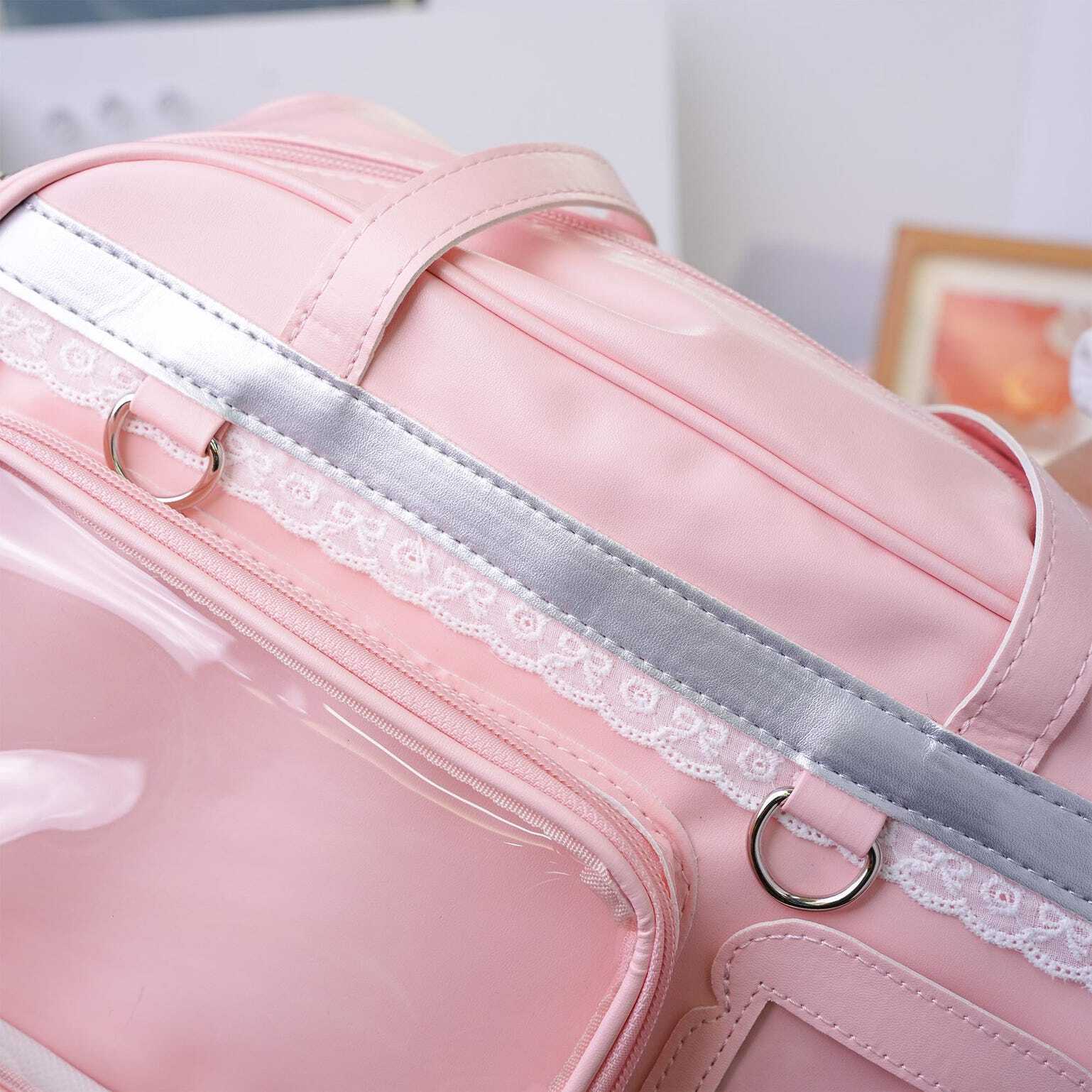 Large Pastel Convertible Ita Bag with Clear Window for Plushies and Pins Large Pastel Convertible Ita Bag with Clear Window for Plushies and Pins