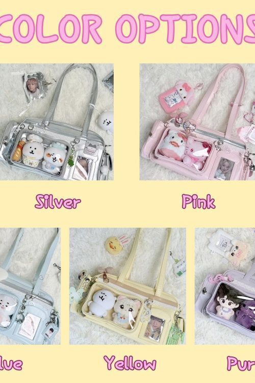 Large Pastel Convertible Ita Bag with Clear Window for Plushies and Pins
