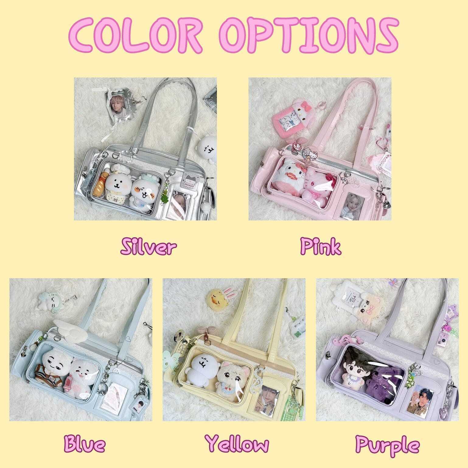 Large Pastel Convertible Ita Bag with Clear Window for Plushies and Pins Large Pastel Convertible Ita Bag with Clear Window for Plushies and Pins