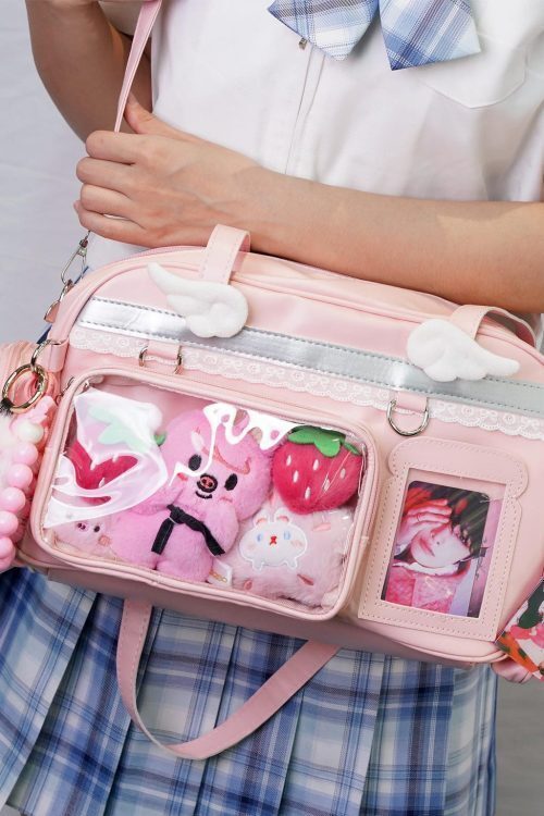Large Pastel Convertible Ita Bag with Clear Window for Plushies and Pins