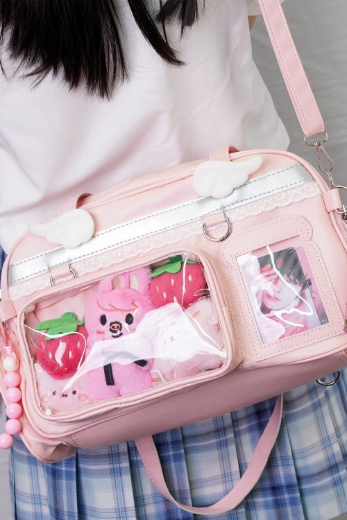 Large Pastel Convertible Ita Bag with Clear Window for Plushies and Pins