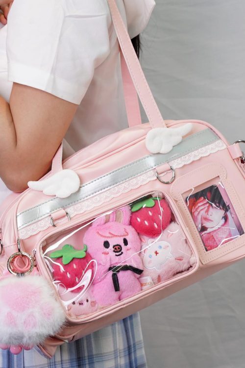 Large Pastel Convertible Ita Bag with Clear Window for Plushies and Pins