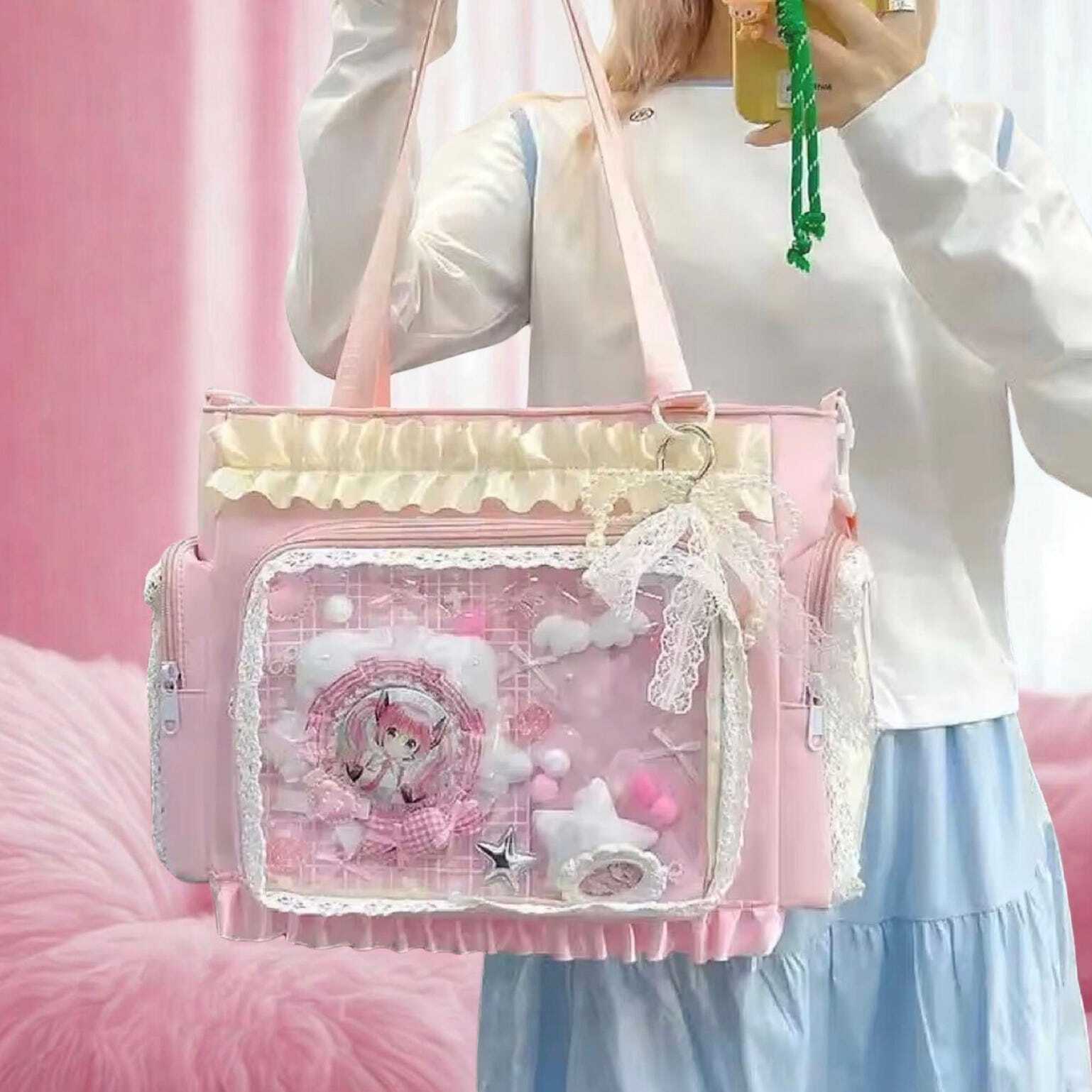Large Pink Convertible Ita Bag for Pin Display Large Pink Convertible Ita Bag for Pin Display
