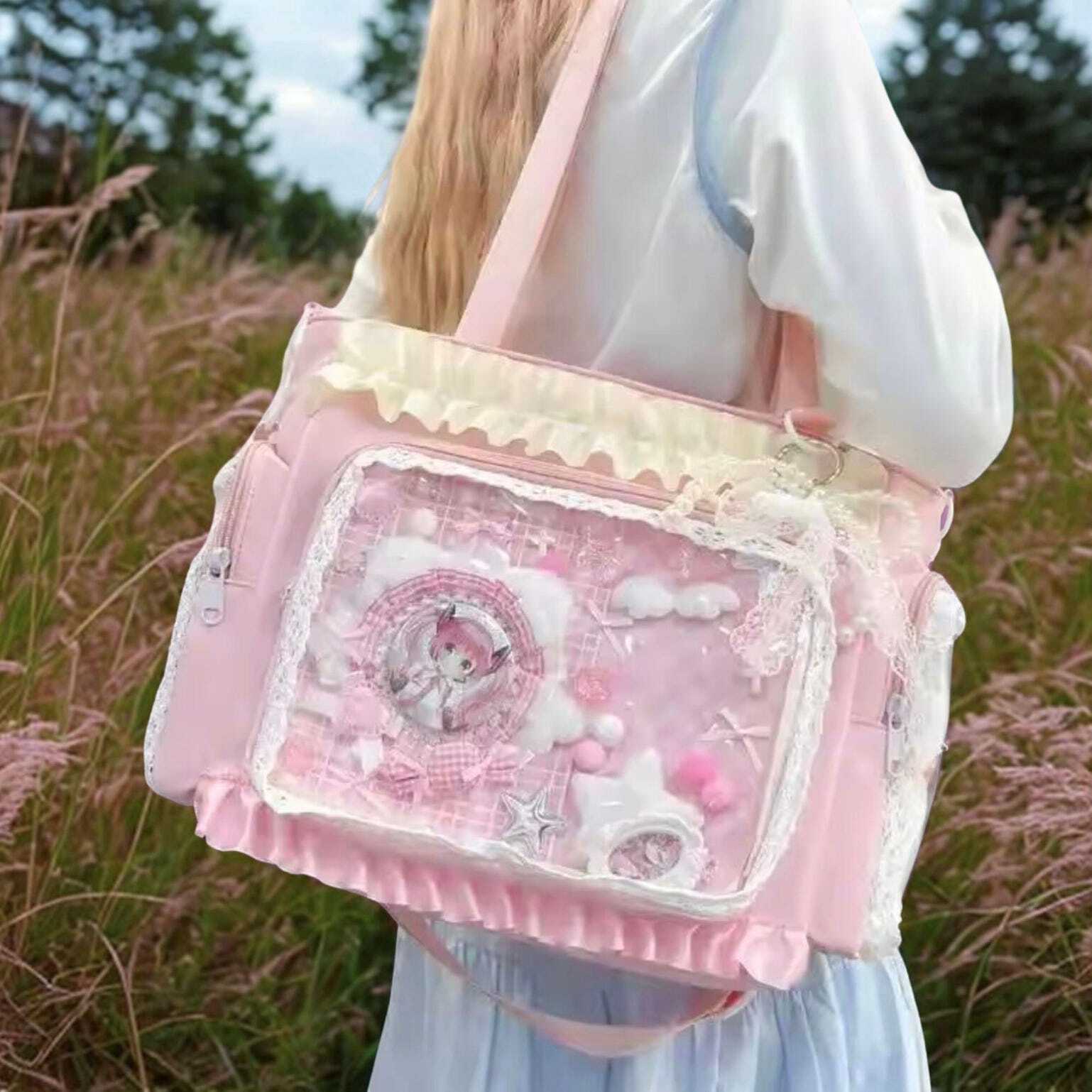 Large Pink Convertible Ita Bag for Pin Display Large Pink Convertible Ita Bag for Pin Display