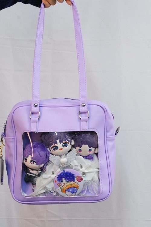 Large Pink Convertible Ita Bag with Clear Window for Pin Display