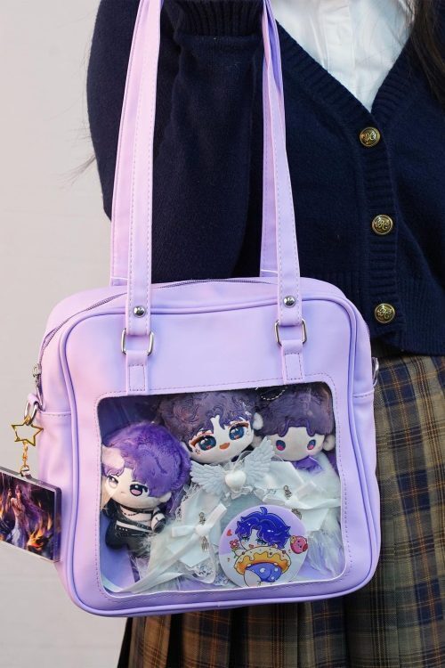 Large Pink Convertible Ita Bag with Clear Window for Pin Display