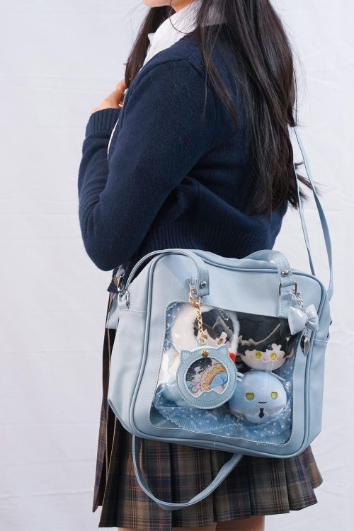 Large Pink Convertible Ita Bag with Clear Window for Pin Display