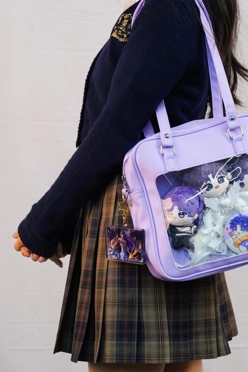 Large Pink Convertible Ita Bag with Clear Window for Pin Display