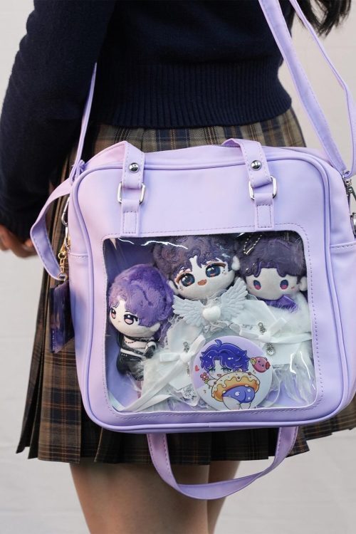 Large Pink Convertible Ita Bag with Clear Window for Pin Display