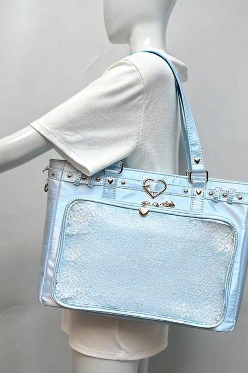 Large Pink Convertible Ita Bag with Clear Window for Pin Display