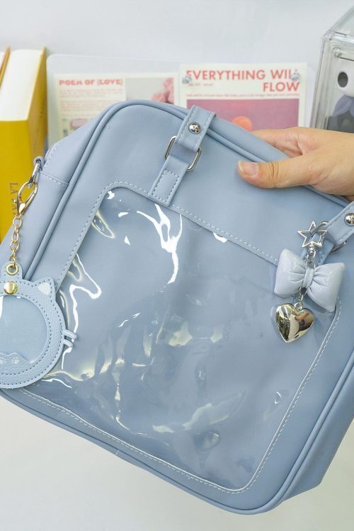 Large Pink Convertible Ita Bag with Clear Window for Pin Display