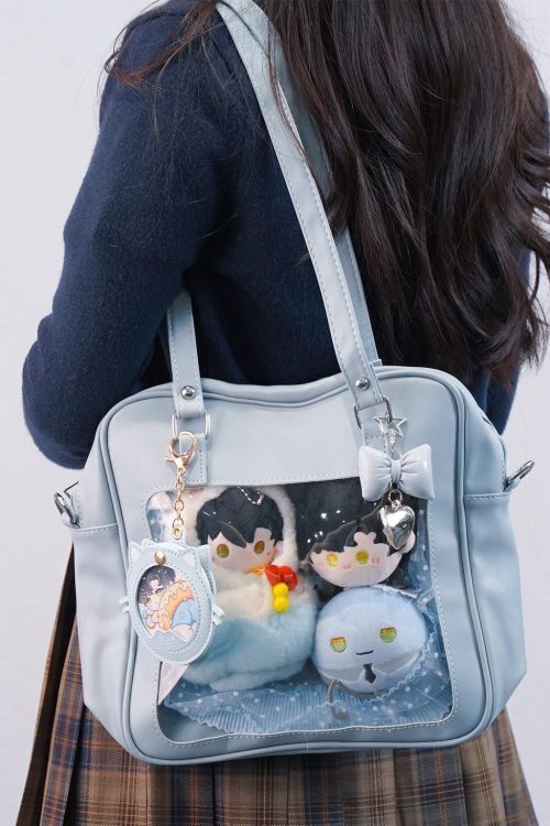 Large Pink Convertible Ita Bag with Clear Window for Pin Display