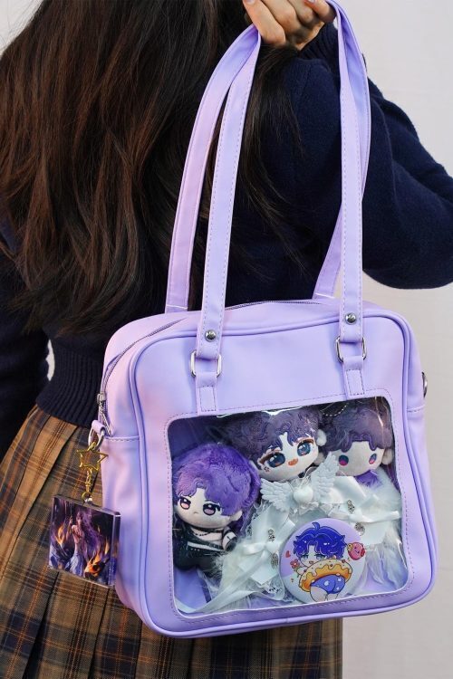 Large Pink Convertible Ita Bag with Clear Window for Pin Display