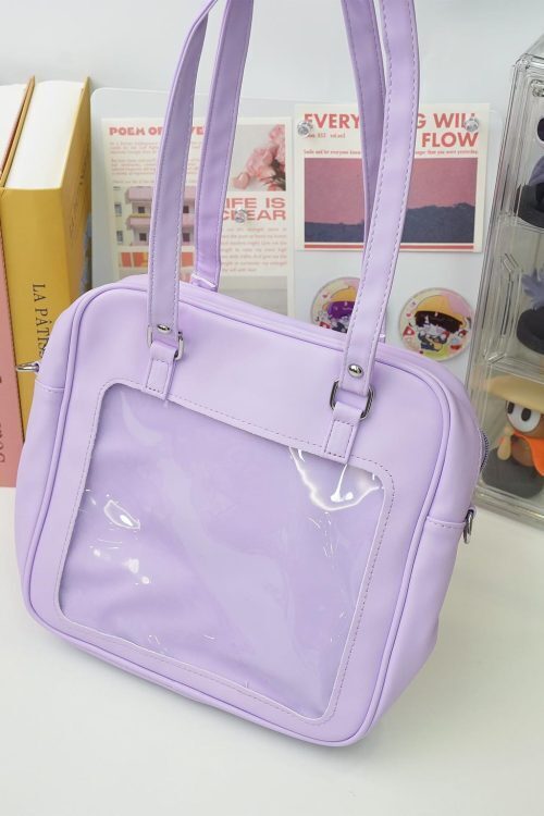 Large Pink Convertible Ita Bag with Clear Window for Pin Display