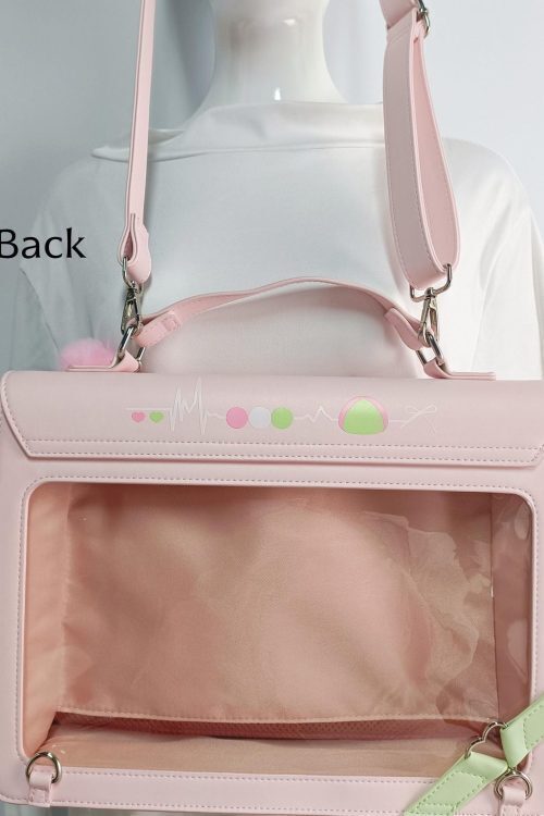 Large Pink Convertible Ita Bag with Clear Window for Plushies and Pins