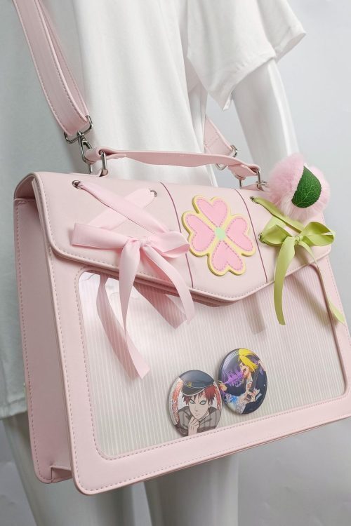 Large Pink Convertible Ita Bag with Clear Window for Plushies and Pins