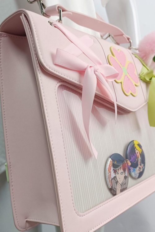 Large Pink Convertible Ita Bag with Clear Window for Plushies and Pins
