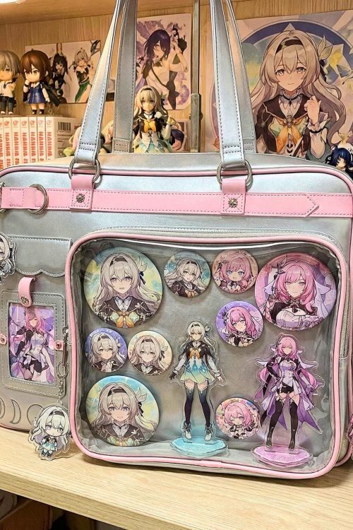 Large Pink Ita Bag with Clear Window for Plushies and Pins