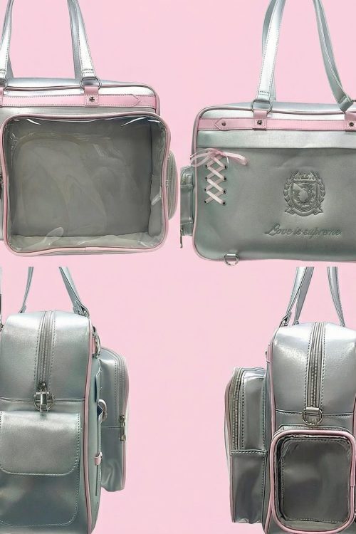Large Pink Ita Bag with Clear Window for Plushies and Pins