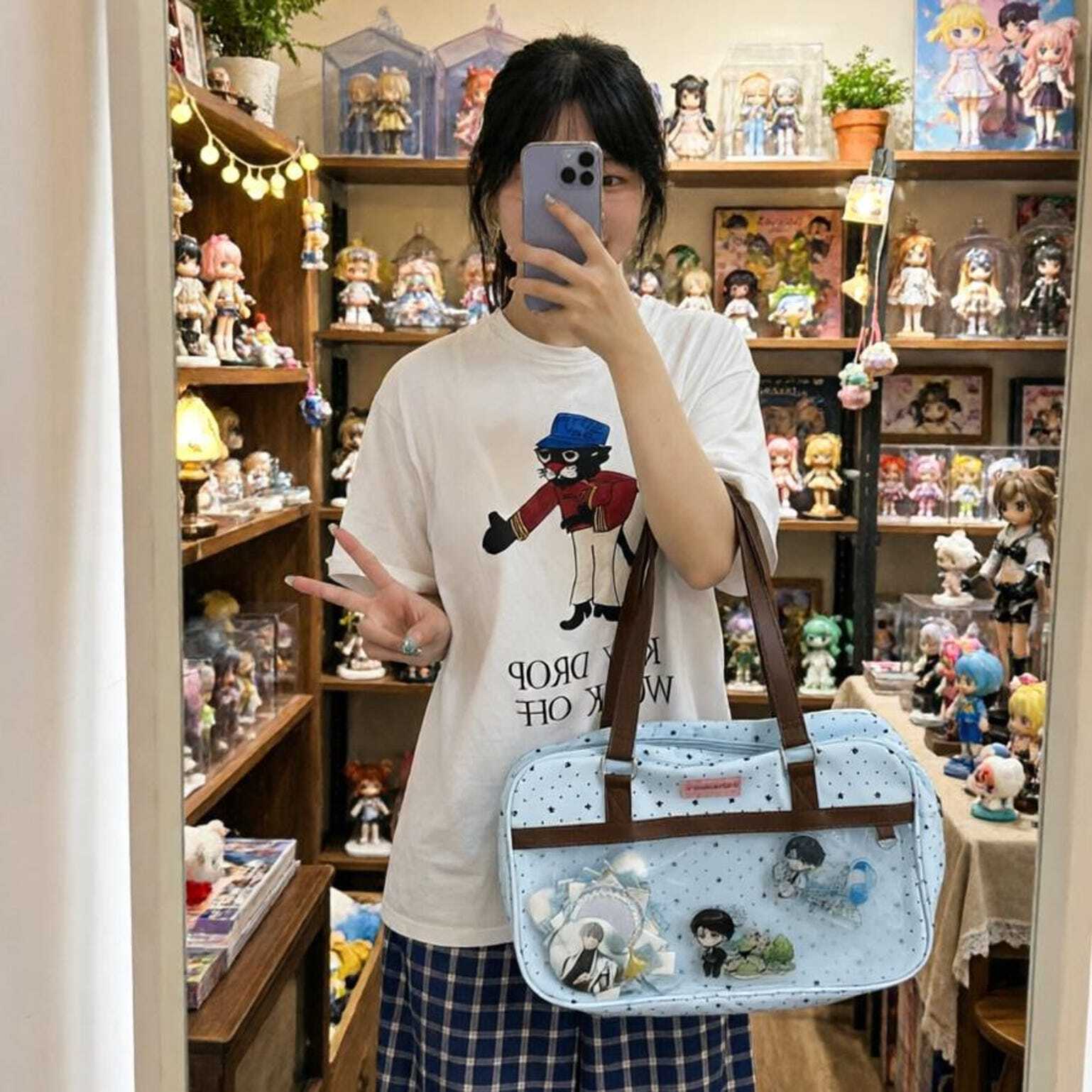 Large Pink Kawaii Star Convertible Ita Bag with Clear Window for Plushies and Pins Large Pink Kawaii Star Convertible Ita Bag with Clear Window for Plushies and Pins