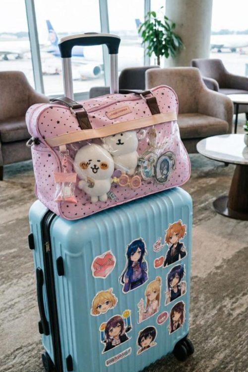 Large Pink Kawaii Star Convertible Ita Bag with Clear Window for Plushies and Pins