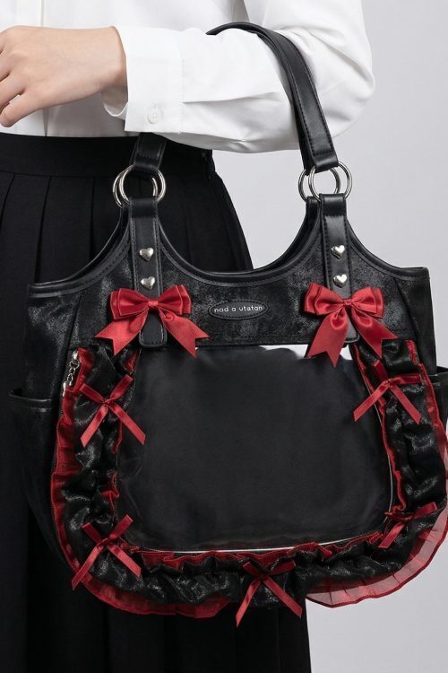 Large Pink Kawaii Y2K Ita Backpack with Clear Window for Plushies and Pins