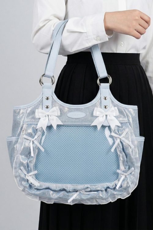 Large Pink Kawaii Y2K Ita Backpack with Clear Window for Plushies and Pins