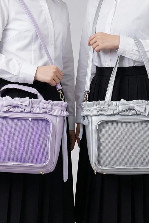 Large Pink Kawaii Y2K Ita Backpack with Clear Window for Plushies and Pins