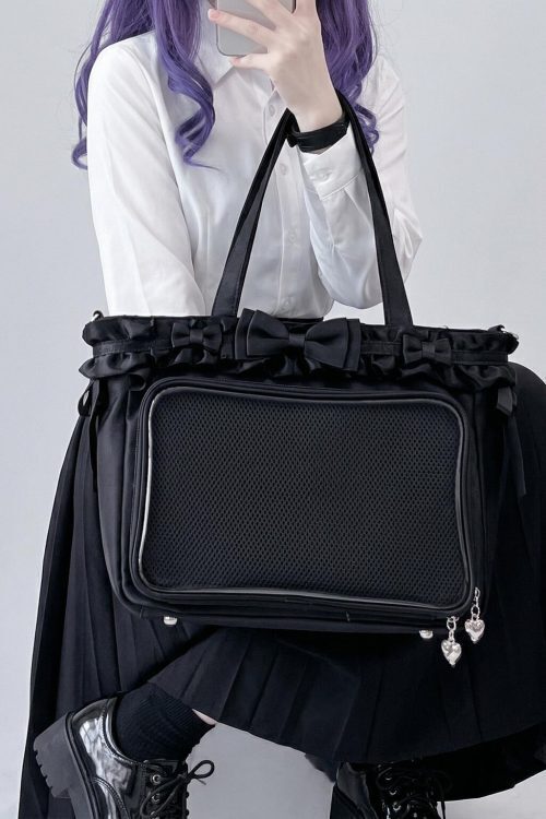 Large Pink Kawaii Y2K Ita Backpack with Clear Window for Plushies and Pins