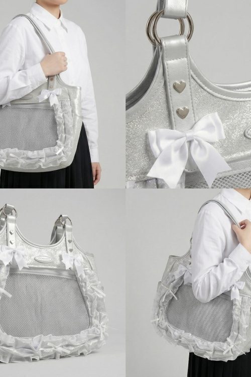 Large Pink Kawaii Y2K Ita Backpack with Clear Window for Plushies and Pins