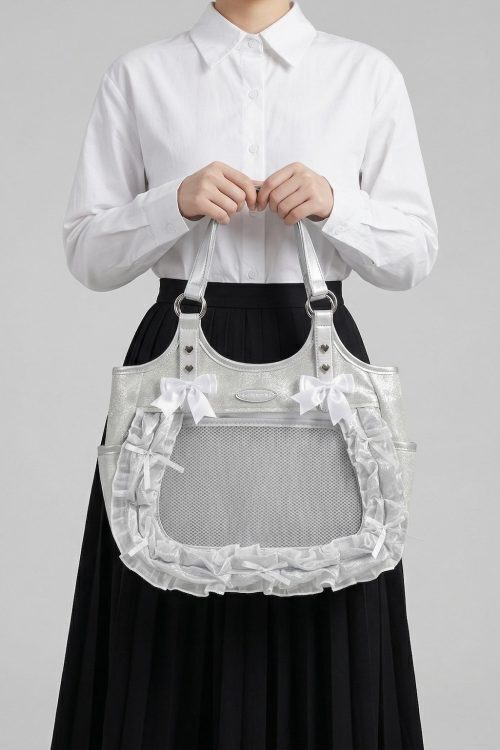 Large Pink Kawaii Y2K Ita Backpack with Clear Window for Plushies and Pins